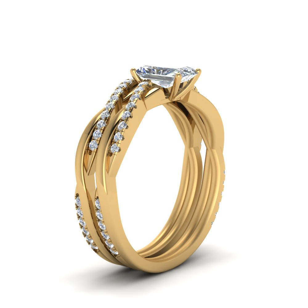 radiant-cut-Infinity-twist-diamond-matching-bridal-set-in-14K-yellow-gold-FD8253RA-NL-YG