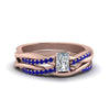Load image into Gallery viewer, radiant-cut-Infinity-twist-diamond-matching-bridal-set-with-blue-sapphire-in-14K-rose-gold-FD8253RAGSABL-NL-RG