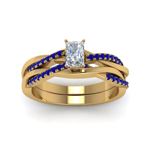 radiant-cut-Infinity-twist-diamond-matching-bridal-set-with-blue-sapphire-in-14K-yellow-gold-FD8253RAGSABL-NL-YG