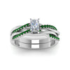 Load image into Gallery viewer, radiant-cut-Infinity-twist-diamond-matching-bridal-set-with-emerald-in-14K-white-gold-FD8253RAGEMGR-NL-WG