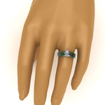 Load image into Gallery viewer, radiant-cut-Infinity-twist-diamond-matching-bridal-set-with-emerald-in-950-Platinum-FD8253RAGEMGR-NL-WG
