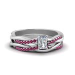 Load image into Gallery viewer, radiant-cut-Infinity-twist-diamond-matching-bridal-set-with-pink-sapphire-in-14K-white-gold-FD8253RAGSADRPI-NL-WG

