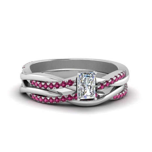 radiant-cut-Infinity-twist-diamond-matching-bridal-set-with-pink-sapphire-in-950-Platinum-FD8253RAGSADRPI-NL-WG