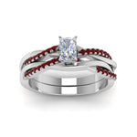 Load image into Gallery viewer, radiant-cut-Infinity-twist-diamond-matching-bridal-set-with-ruby-in-14K-white-gold-FD8253RAGRUDR-NL-WG
