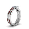 Load image into Gallery viewer, radiant-cut-Infinity-twist-diamond-matching-bridal-set-with-ruby-in-14K-white-gold-FD8253RAGRUDR-NL-WG