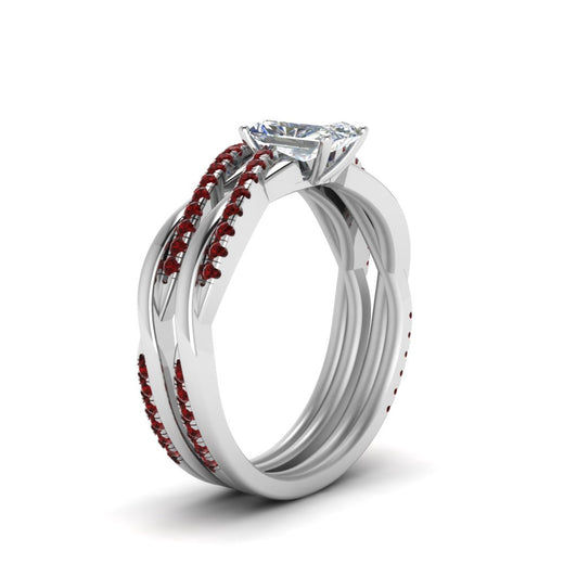 radiant-cut-Infinity-twist-diamond-matching-bridal-set-with-ruby-in-14K-white-gold-FD8253RAGRUDR-NL-WG
