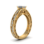 Load image into Gallery viewer, radiant-cut-antique-filigree-diamond-ring-in-14K-yellow-gold-FDENS3543RARANGLE2-NL-YG
