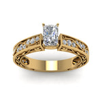 Load image into Gallery viewer, radiant-cut-antique-filigree-diamond-ring-in-14K-yellow-gold-FDENS3543RARANGLE5-NL-YG
