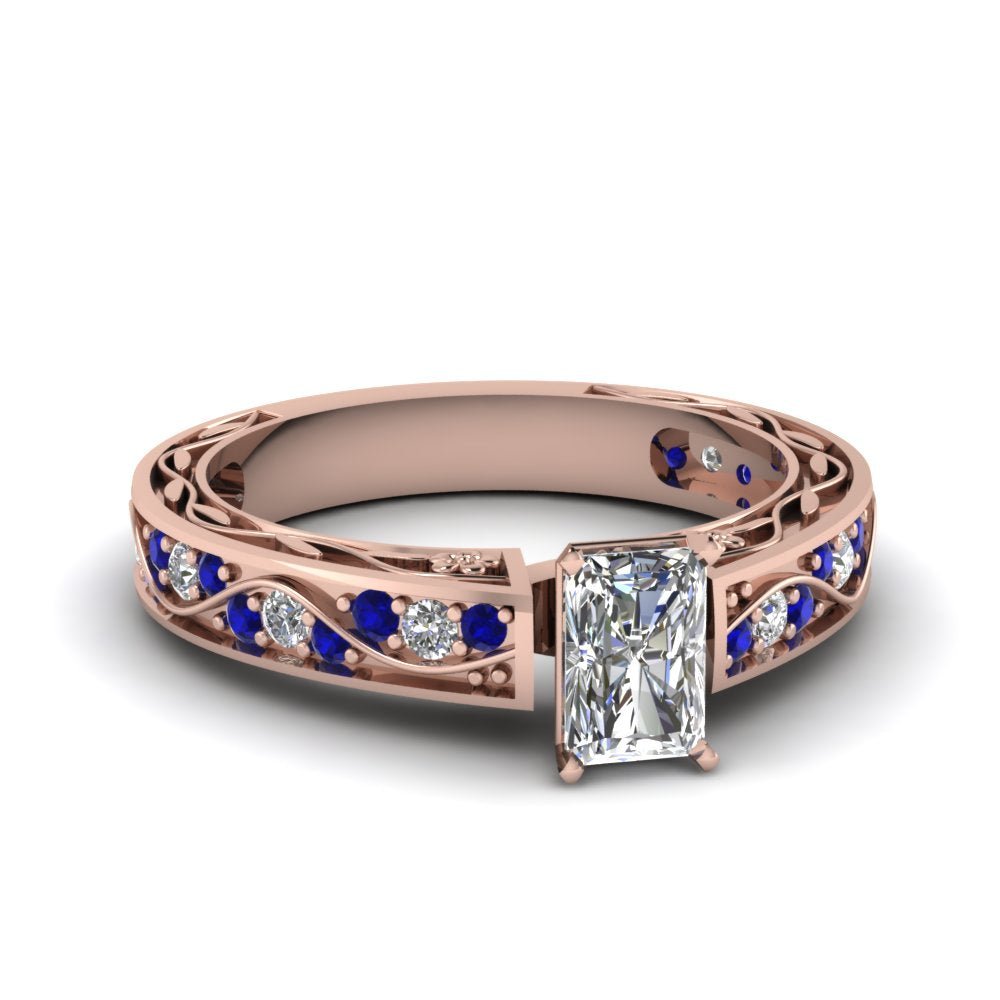 radiant-cut-antique-filigree-diamond-ring-with-blue-sapphire-in-14K-rose-gold-FDENS3543RARGSABL-NL-RG