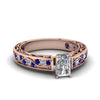 Load image into Gallery viewer, radiant-cut-antique-filigree-diamond-ring-with-blue-sapphire-in-14K-rose-gold-FDENS3543RARGSABL-NL-RG_39360ecd-ae0f-4b08-9d31-96c455723b89