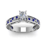 Load image into Gallery viewer, radiant-cut-antique-filigree-diamond-ring-with-blue-sapphire-in-950-platinum-FDENS3543RARGSABLANGLE5-NL-WG

