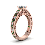 Load image into Gallery viewer, radiant-cut-antique-filigree-diamond-ring-with-emerald-in-14K-rose-gold-FDENS3543RARGEMGRANGLE2-NL-RG
