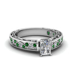 Load image into Gallery viewer, radiant-cut-antique-filigree-diamond-ring-with-emerald-in-950-platinum-FDENS3543RARGEMGR-NL-WG
