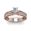 Load image into Gallery viewer, radiant-cut-antique-filigree-diamond-ring-with-ice-blue-topaz-in-14K-rose-gold-FDENS3543RARGICBLTOANGLE5-NL-RG_bcdc30b7-7db3-4bad-a08c-cd09735ee29c