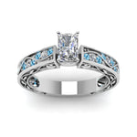 Load image into Gallery viewer, radiant-cut-antique-filigree-diamond-ring-with-ice-blue-topaz-in-14K-white-gold-FDENS3543RARGICBLTOANGLE5-NL-WG
