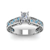 Load image into Gallery viewer, radiant-cut-antique-filigree-diamond-ring-with-ice-blue-topaz-in-14K-white-gold-FDENS3543RARGICBLTOANGLE5-NL-WG_7fbe7e80-550b-4ec4-8a03-dc709a585ceb