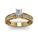 Load image into Gallery viewer, radiant-cut-antique-filigree-diamond-ring-with-ice-blue-topaz-in-14K-yellow-gold-FDENS3543RARGICBLTOANGLE5-NL-YG
