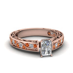 Load image into Gallery viewer, radiant-cut-antique-filigree-diamond-ring-with-orange-sapphire-in-14K-rose-gold-FDENS3543RARGSAOR-NL-RG
