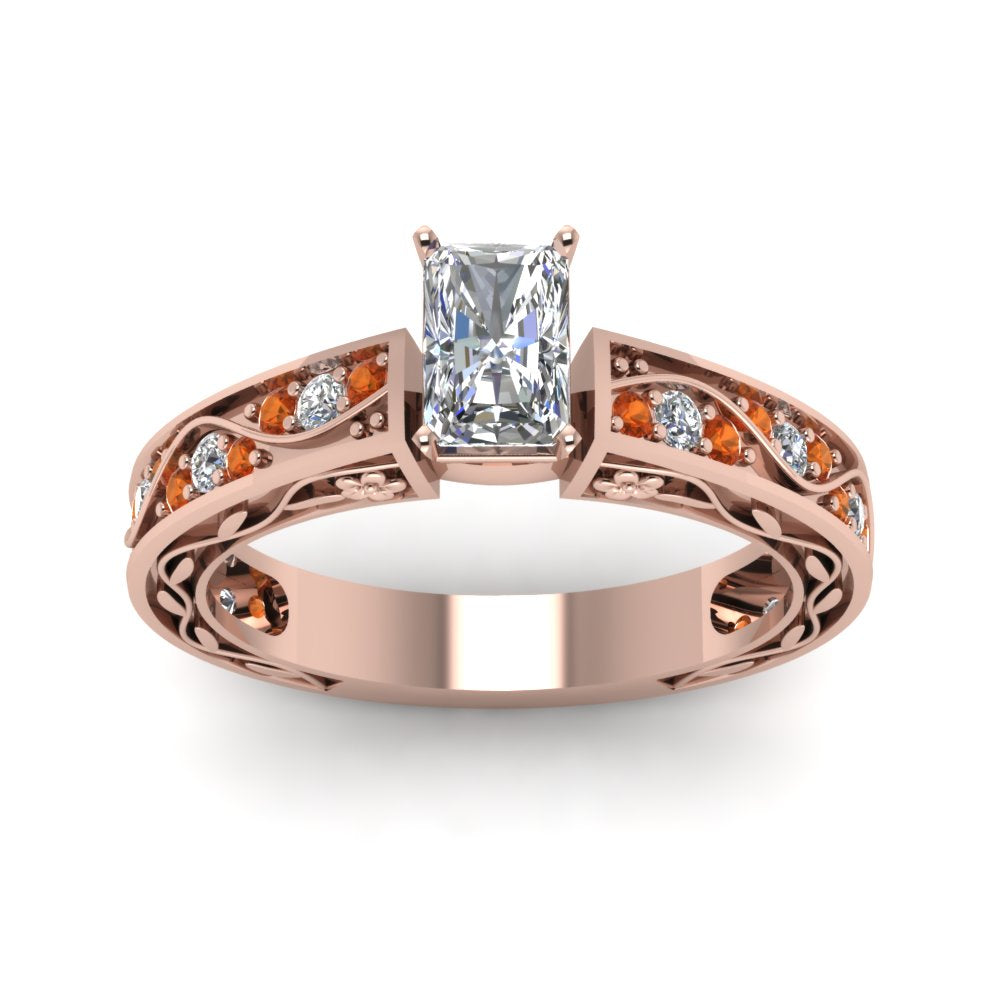 radiant-cut-antique-filigree-diamond-ring-with-orange-sapphire-in-14K-rose-gold-FDENS3543RARGSAORANGLE5-NL-RG