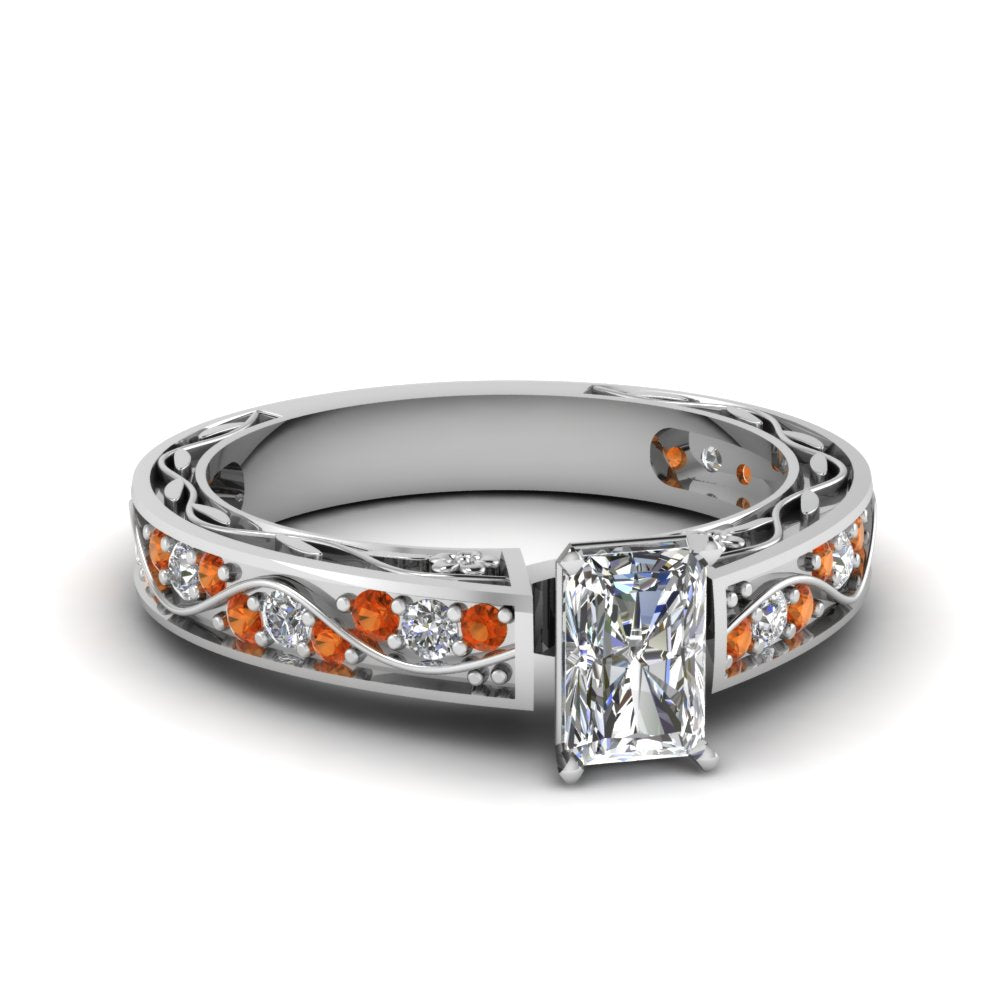 radiant-cut-antique-filigree-diamond-ring-with-orange-sapphire-in-14K-white-gold-FDENS3543RARGSAOR-NL-WG