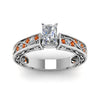 Load image into Gallery viewer, radiant-cut-antique-filigree-diamond-ring-with-orange-sapphire-in-14K-white-gold-FDENS3543RARGSAORANGLE5-NL-WG_4c87d42a-34c5-42d7-9eea-7328069a5007