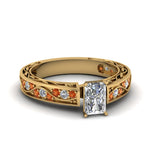 Load image into Gallery viewer, radiant-cut-antique-filigree-diamond-ring-with-orange-sapphire-in-14K-yellow-gold-FDENS3543RARGSAOR-NL-YG
