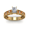 Load image into Gallery viewer, radiant-cut-antique-filigree-diamond-ring-with-orange-sapphire-in-14K-yellow-gold-FDENS3543RARGSAORANGLE5-NL-YG_30dfd289-2f4a-411b-80c7-5297a2ce0b5a
