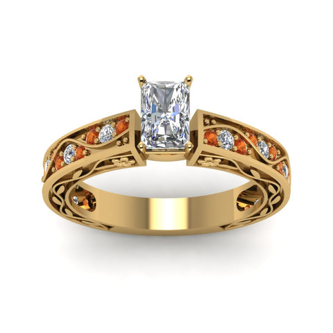 radiant-cut-antique-filigree-diamond-ring-with-orange-sapphire-in-14K-yellow-gold-FDENS3543RARGSAORANGLE5-NL-YG