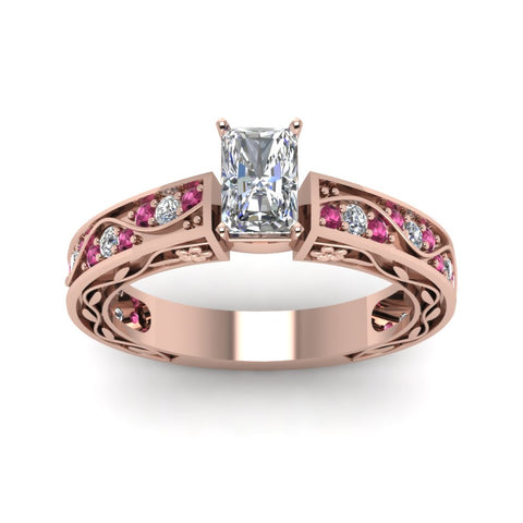 radiant-cut-antique-filigree-diamond-ring-with-pink-sapphire-in-14K-rose-gold-FDENS3543RARGSADRPIANGLE5-NL-RG_7374608a-706a-42b5-9257-cc75042abb56