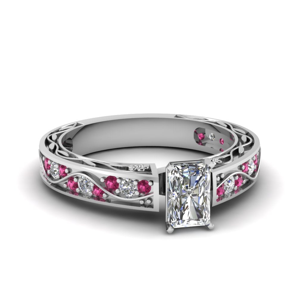 radiant-cut-antique-filigree-diamond-ring-with-pink-sapphire-in-14K-white-gold-FDENS3543RARGSADRPI-NL-WG