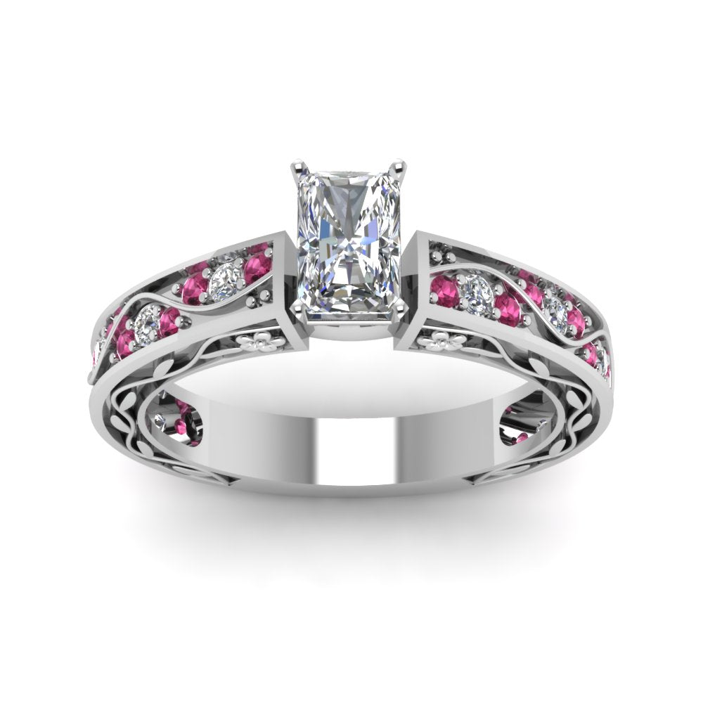 radiant-cut-antique-filigree-diamond-ring-with-pink-sapphire-in-14K-white-gold-FDENS3543RARGSADRPIANGLE5-NL-WG