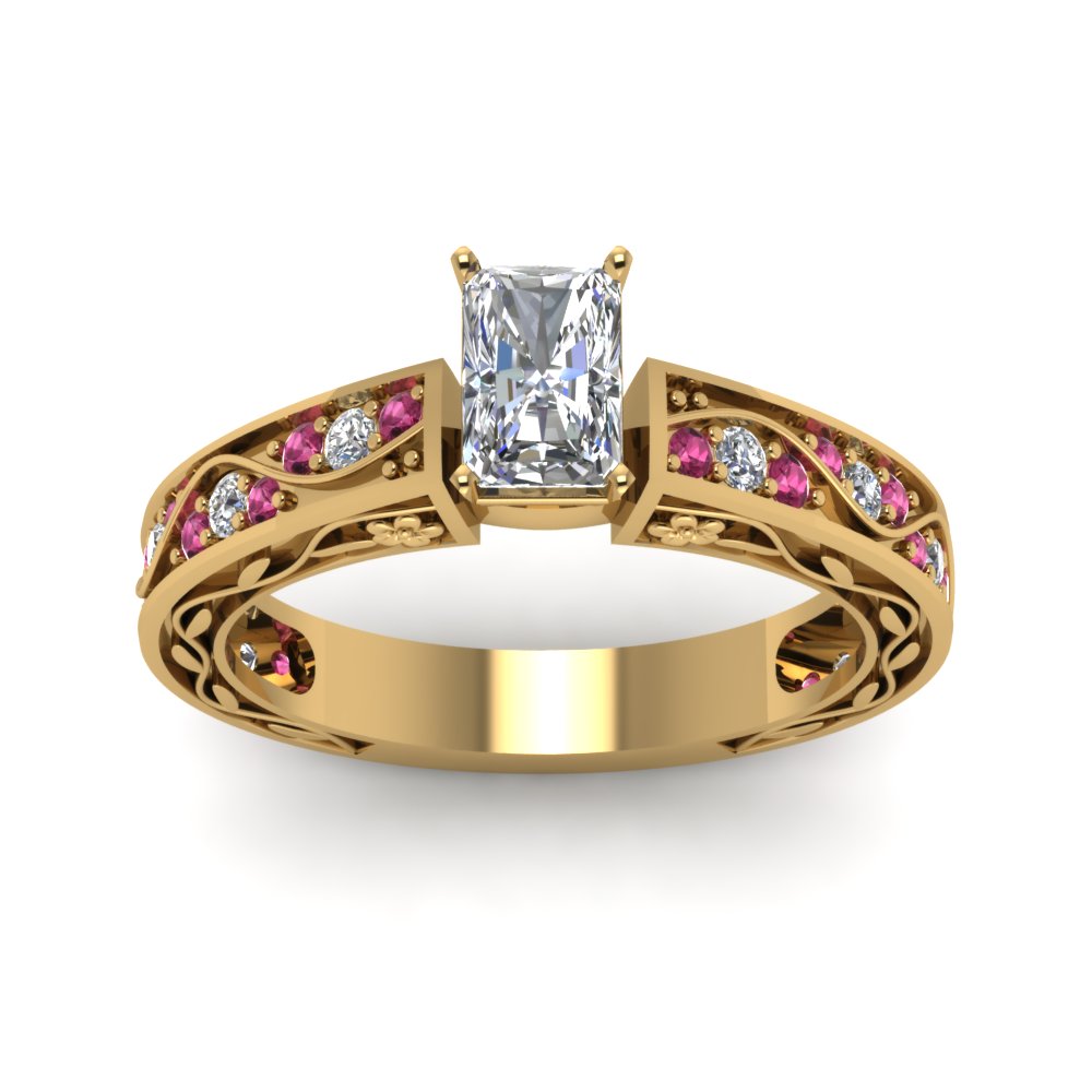 radiant-cut-antique-filigree-diamond-ring-with-pink-sapphire-in-14K-yellow-gold-FDENS3543RARGSADRPIANGLE5-NL-YG