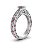 Load image into Gallery viewer, radiant-cut-antique-filigree-diamond-ring-with-pink-sapphire-in-950-platinum-FDENS3543RARGSADRPIANGLE2-NL-WG
