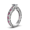 Load image into Gallery viewer, radiant-cut-antique-filigree-diamond-ring-with-pink-sapphire-in-950-platinum-FDENS3543RARGSADRPIANGLE2-NL-WG_9d2d41df-6d62-4223-92fa-e58975018765