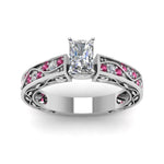 Load image into Gallery viewer, radiant-cut-antique-filigree-diamond-ring-with-pink-sapphire-in-950-platinum-FDENS3543RARGSADRPIANGLE5-NL-WG
