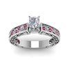 Load image into Gallery viewer, radiant-cut-antique-filigree-diamond-ring-with-pink-sapphire-in-950-platinum-FDENS3543RARGSADRPIANGLE5-NL-WG_bf0ca6aa-189a-414c-8823-510ca342c9aa