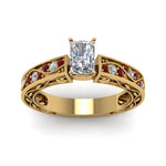 Load image into Gallery viewer, radiant-cut-antique-filigree-diamond-ring-with-ruby-in-14K-yellow-gold-FDENS3543RARGRUDRANGLE5-NL-YG
