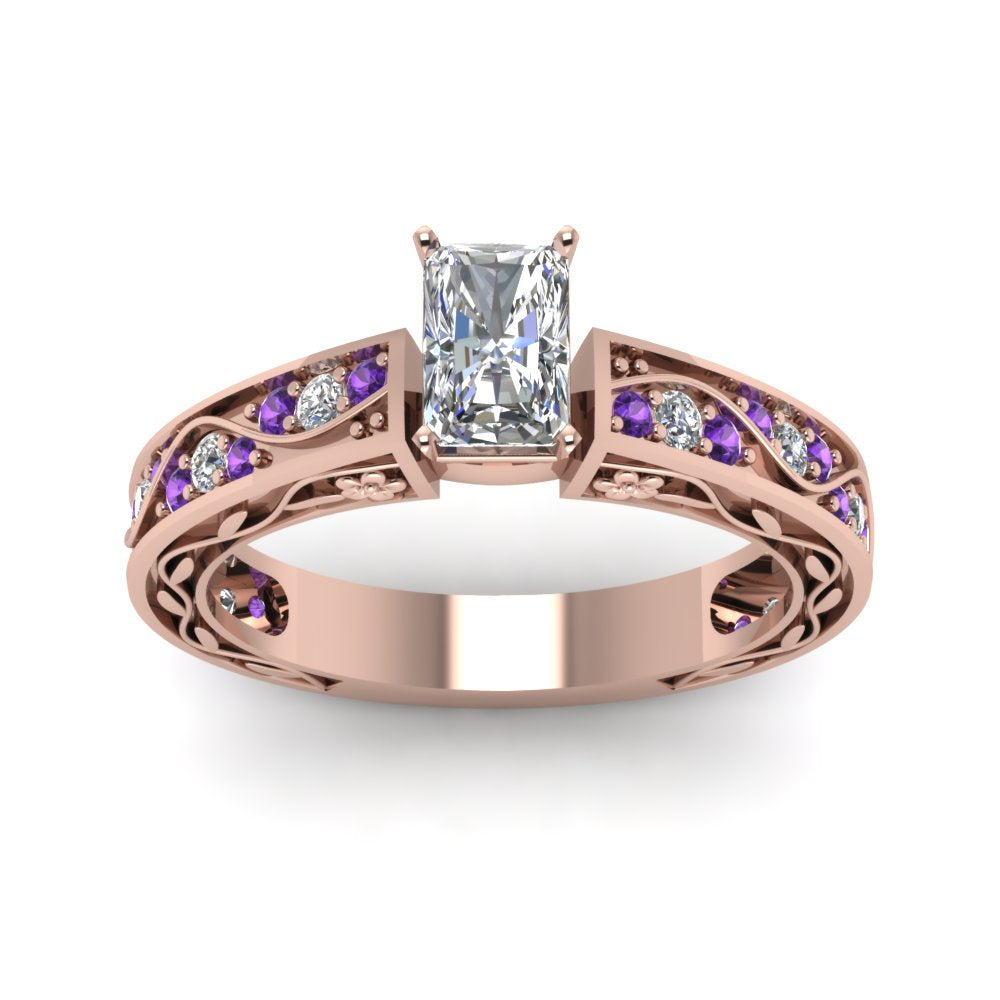 radiant-cut-antique-filigree-diamond-ring-with-violac-topaz-in-14K-rose-gold-FDENS3543RARGVITOANGLE5-NL-RG