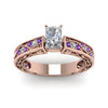Load image into Gallery viewer, radiant-cut-antique-filigree-diamond-ring-with-violac-topaz-in-14K-rose-gold-FDENS3543RARGVITOANGLE5-NL-RG_9c4f3d56-f727-4704-ab76-f5a1d122c92f