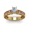 Load image into Gallery viewer, radiant-cut-antique-filigree-diamond-ring-with-violac-topaz-in-14K-yellow-gold-FDENS3543RARGVITOANGLE5-NL-YG_bf21c2d8-22bd-4189-98c3-d1df95eb892d