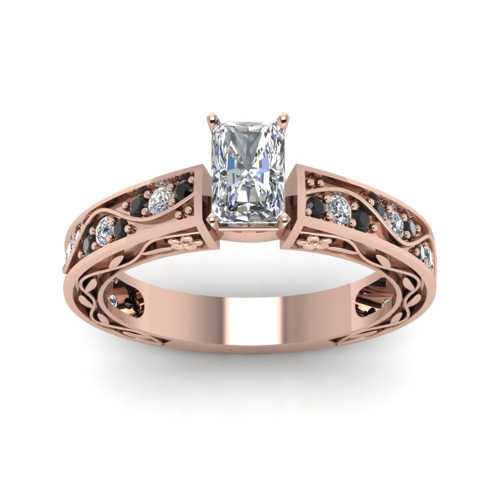 radiant-cut-antique-filigree-ring-with-black-diamond-in-14K-rose-gold-FDENS3543RARGBLACKANGLE5-NL-RG