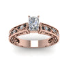 Load image into Gallery viewer, radiant-cut-antique-filigree-ring-with-black-diamond-in-14K-rose-gold-FDENS3543RARGBLACKANGLE5-NL-RG_d92a4e00-b532-4355-afd3-15dbccb2b65c