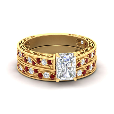 radiant-cut-antique-filigree-ruby-bridal-ring-set-in-yellow-gold-fdens3543ragrudrsleep-nl-yg.jpg