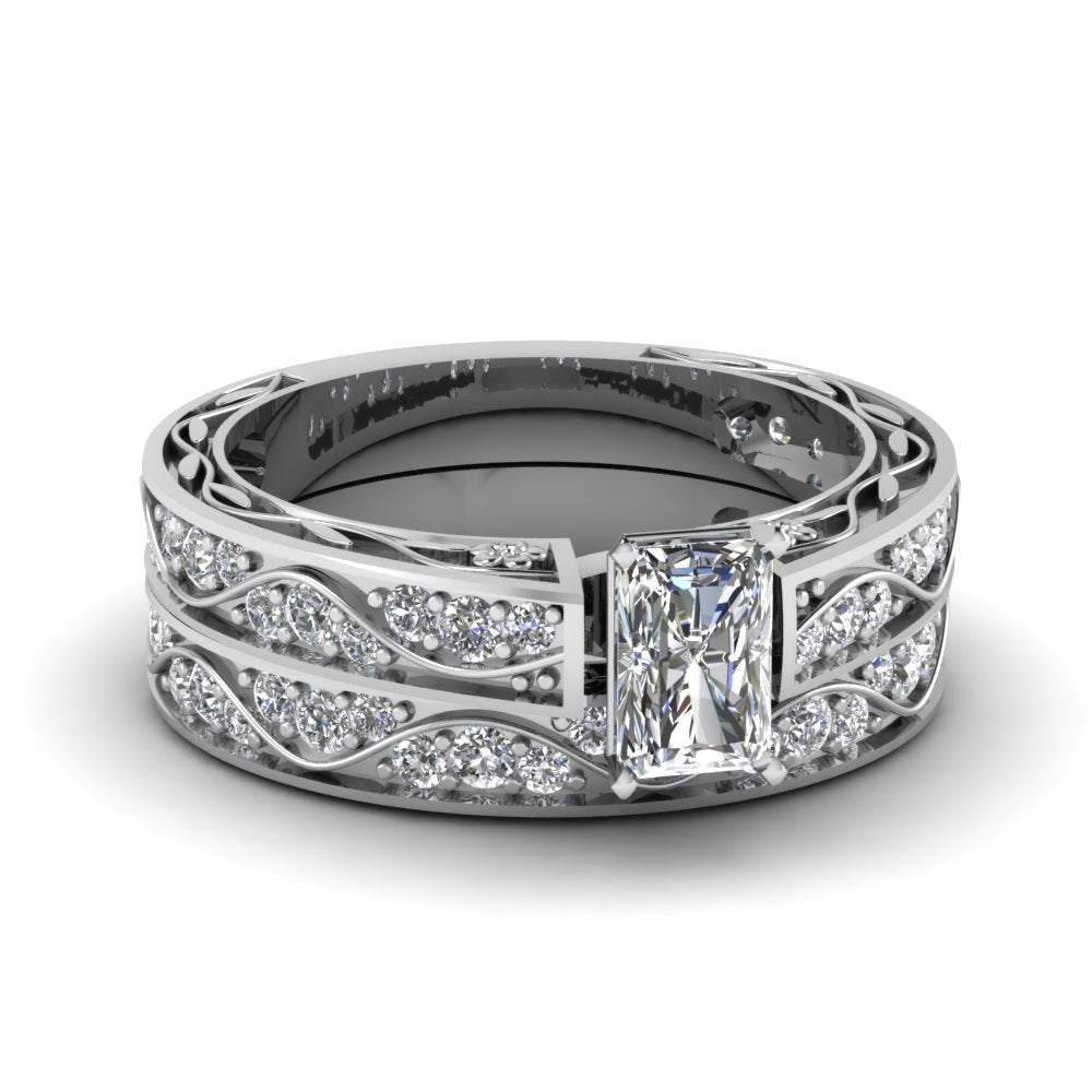 radiant-cut-antique-filigree-wedding-ring-set-in-white-gold-FDENS3543RA-NL-WG