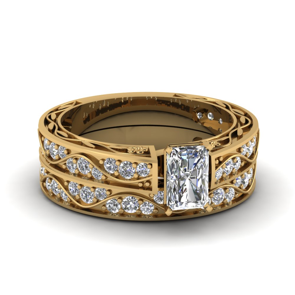 radiant-cut-antique-filigree-wedding-ring-set-in-yellow-gold-FDENS3543RA-NL-YG