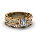 Load image into Gallery viewer, radiant-cut-antique-filigree-wedding-ring-set-in-yellow-gold-FDENS3543RA-NL-YG