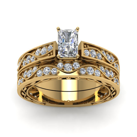 radiant-cut-antique-filigree-wedding-ring-set-in-yellow-gold-FDENS3543RAANGLE5-NL-YG