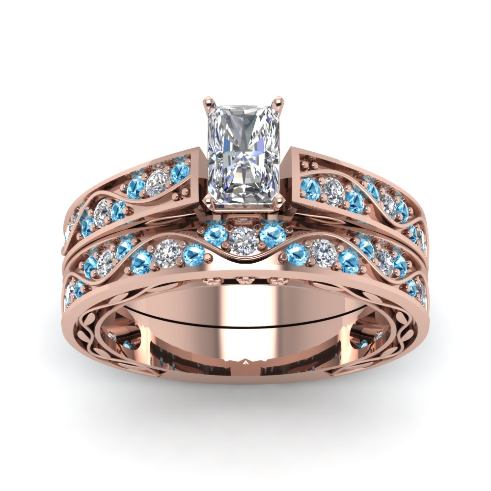 radiant-cut-antique-filigree-wedding-ring-set-with-ice-blue-topaz-in-rose-gold-FDENS3543RAGICBLTOANGLE5-NL-RG