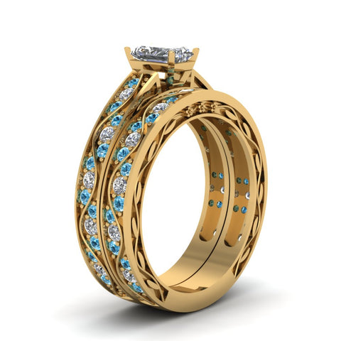 radiant-cut-antique-filigree-wedding-ring-set-with-ice-blue-topaz-in-yellow-gold-FDENS3543RAGICBLTOANGLE2-NL-YG