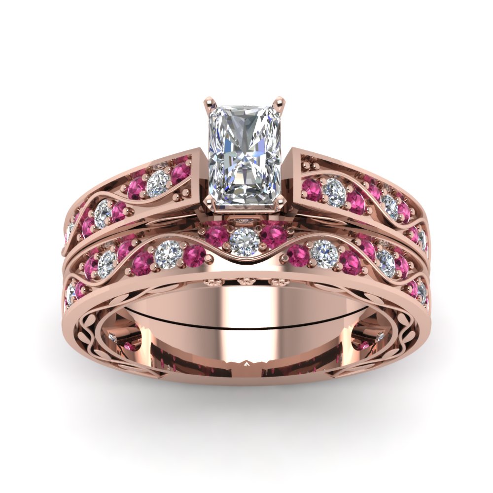 radiant-cut-antique-filigree-wedding-ring-set-with-pink-sapphire-in-rose-gold-FDENS3543RAGSADRPIANGLE5-NL-RG